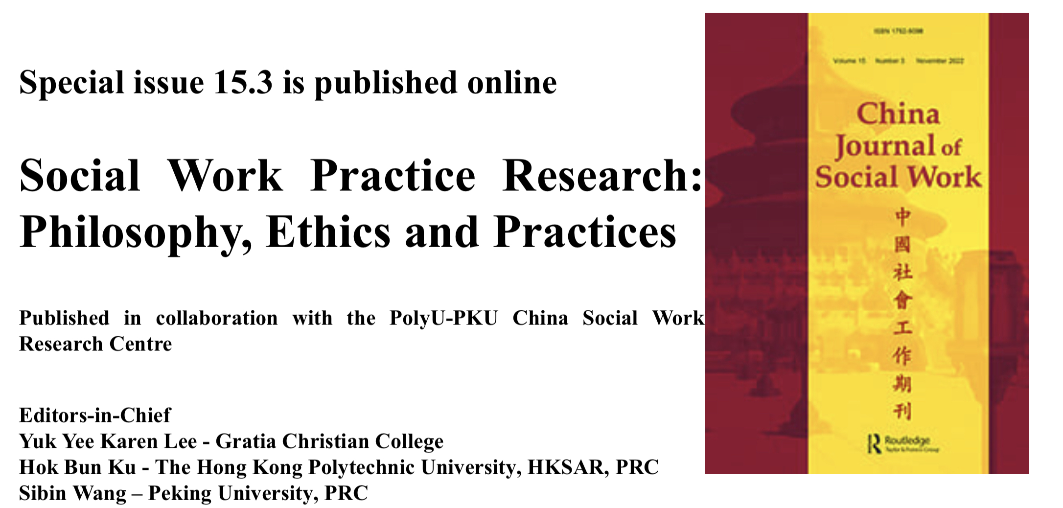 Special issue 15.3 is published online  Social Work Practice Research: Philosophy, Ethics and Practices