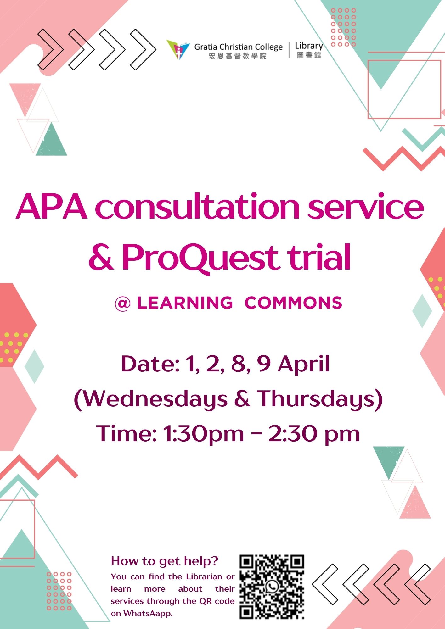 APA consultation service and ProQuest trial